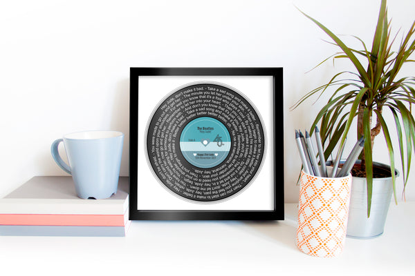 Custom Vinyl Lyrics Framed Print | Wedding Anniversary Gift | For Her For Him | First Dance | Personalised Lyrics Print | Music Vinyl Print