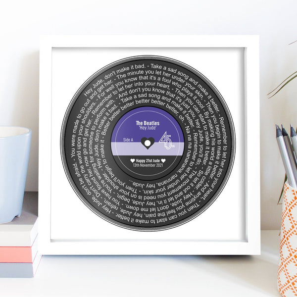 First Dance Gift / Personalised Record Lyrics Print / 1st Wedding Anniversary Gift / Any Song / Any Artist