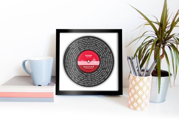 Custom Vinyl Lyrics Framed Print | Wedding Anniversary Gift | For Her For Him | First Dance | Personalised Lyrics Print | Music Vinyl Print