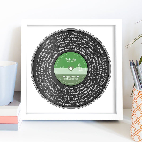 30th Birthday Music Gift / 30th Birthday Gift for Her/ Him/ Personalised Record Lyrics Print / Any Song / Any Artist