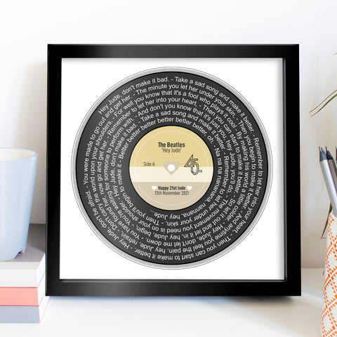 30th Birthday Music Gift / 30th Birthday Gift for Her/ Him/ Personalised Record Lyrics Print / Any Song / Any Artist