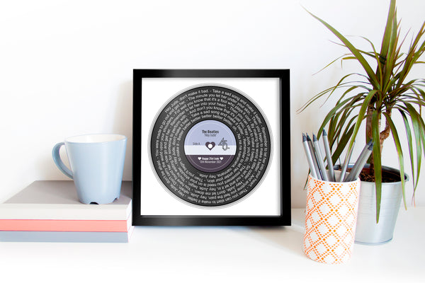Custom Vinyl Lyrics Framed Print | Wedding Anniversary Gift | For Her For Him | First Dance | Personalised Lyrics Print | Music Vinyl Print