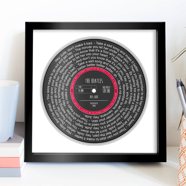 Custom Vinyl Lyrics Framed Print | Wedding Anniversary Gift | For Her For Him | First Dance | Personalised Lyrics Print | Music Vinyl Print