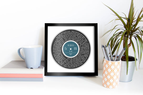 Custom Vinyl Lyrics Framed Print | Wedding Anniversary Gift | For Her For Him | First Dance | Personalised Lyrics Print | Music Vinyl Print