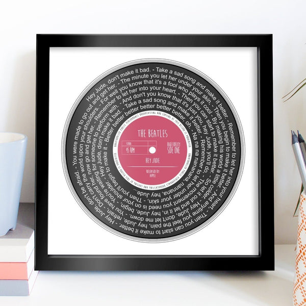 Custom Vinyl Lyrics Framed Print | Wedding Anniversary Gift | For Her For Him | First Dance | Personalised Lyrics Print | Music Vinyl Print