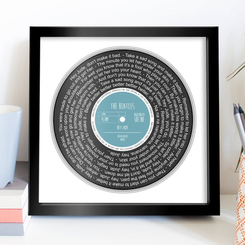 Favourite Song Lyrics Print, Personalised Typography Music Print, Album Cover, Wall Decor, Music Art, Birthday | Christmas Gift for him