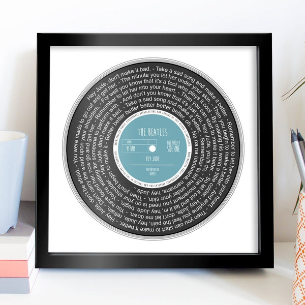 Custom Vinyl Lyrics Framed Print | Wedding Anniversary Gift | For Her For Him | First Dance | Personalised Lyrics Print | Music Vinyl Print