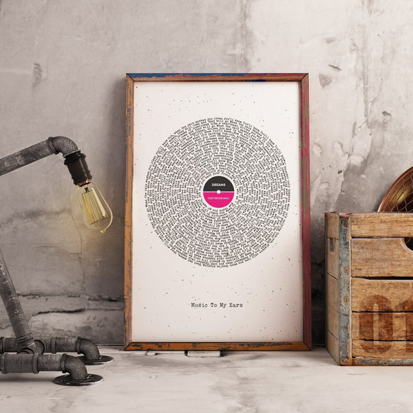 Custom Vinyl Lyrics Framed Print | Wedding Anniversary Gift | For Her For Him | First Dance | Personalised Lyrics Print | Music Vinyl Print
