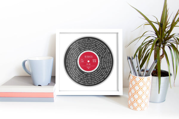 Personalised Record Print Any Artist / Any Song Anniversary Wedding Gift Picture / Christmas Gift