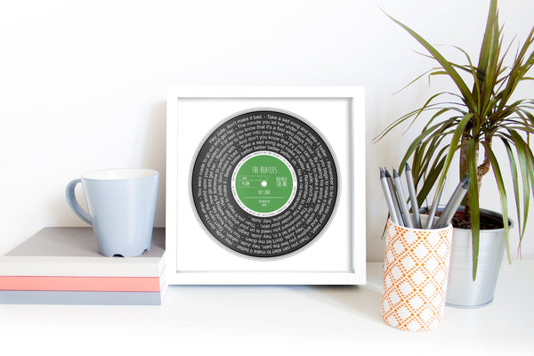 Custom Vinyl Lyrics Framed Print | Wedding Anniversary Gift | For Her For Him | First Dance | Personalised Lyrics Print | Music Vinyl Print