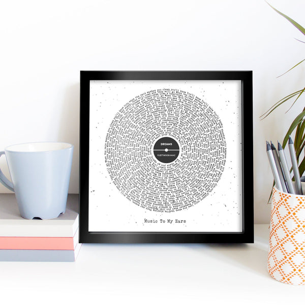 Custom Vinyl Lyrics Framed Print | Wedding Anniversary Gift | For Her For Him | First Dance | Personalised Lyrics Print | Music Vinyl Print