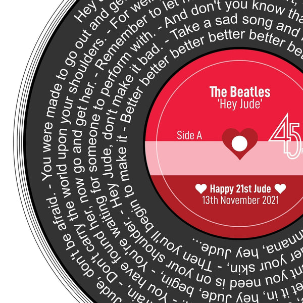 Personalised Record Print Any Artist / Any Song Anniversary Wedding Gift Picture / Christmas Gift