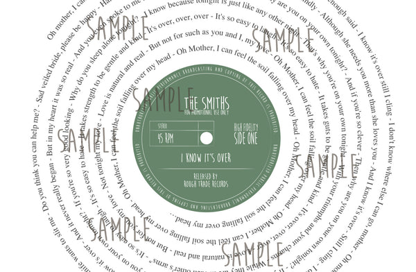 Framed Lyrics Manchester Bands The Smiths PERSONALISED LABEL - wedding first dance,your song, anniversary romantic mother's day father's day