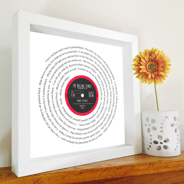 Any favourite song words print lyrics Vinyl look Unframed Print - PERSONALISED label - wedding 1st dance romantic valentine's day gift | Father's Day | Print lyrics
