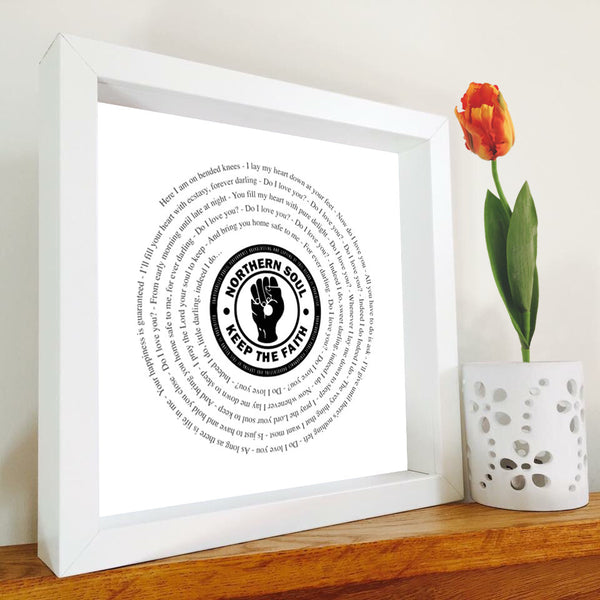 Northern Soul Framed song lyrics - Vinyl lover | Christmas Gift | Northern Soul | Gift for dad | Music lover | Retro | Keep the faith