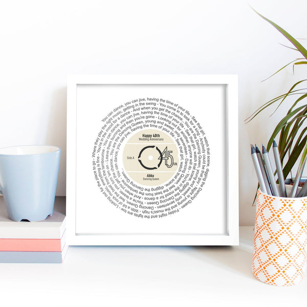 Record Print With Lyrics / Personalised Music Gift / Any Song / Any Artist