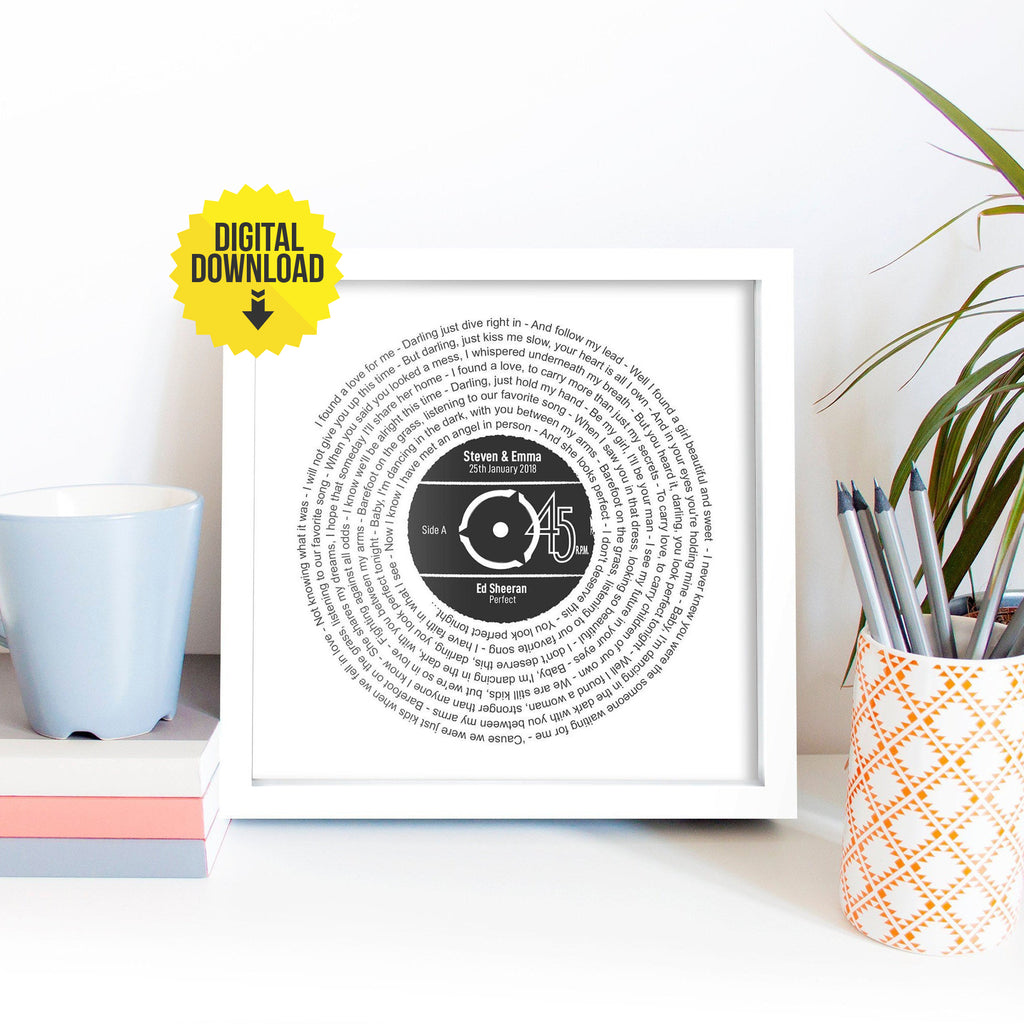 30th Birthday Music Gift / Personalised Record Lyrics Print / Any Song / Any Artist Song Lyric Art