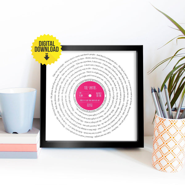 Personalised song lyrics framed print 7' VINYL RECORD Any song words - Perfect paper anniversary, wedding, birthday gift - vintage / retro