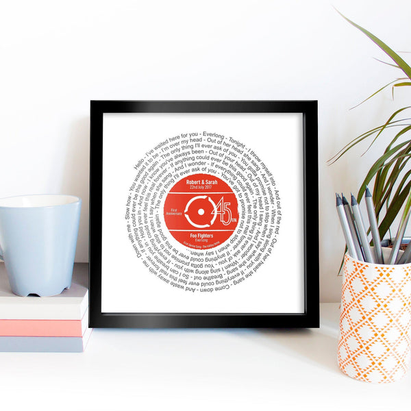 50th Birthday Music Gift / Personalised Record Lyrics Print / Any Song / Any Artist