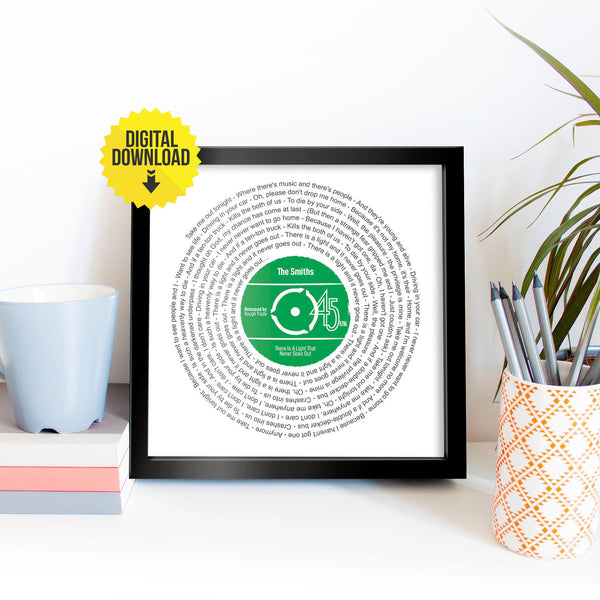 50th Birthday Music Gift / Personalised Record Lyrics Print / Any Song / Any Artist