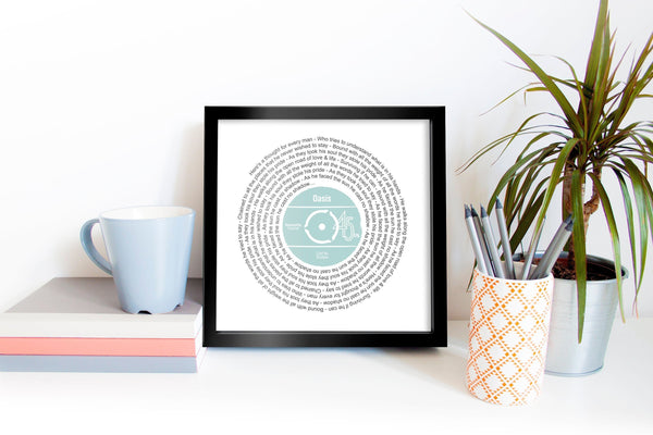 50th Birthday Music Gift / Personalised Record Lyrics Print / Any Song / Any Artist