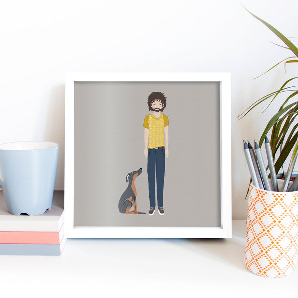 Couple with pet portrait, Custom illustration, personalised portrait, Custom portrait illustration from photo. Couple portrait. DIGITAL FILE