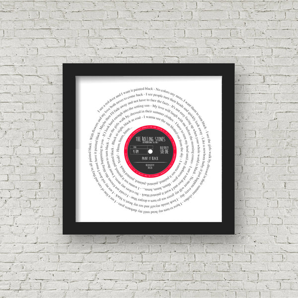 Any favourite song words print lyrics Vinyl look Unframed Print - PERSONALISED label - wedding 1st dance romantic valentine's day gift | Father's Day | Print lyrics