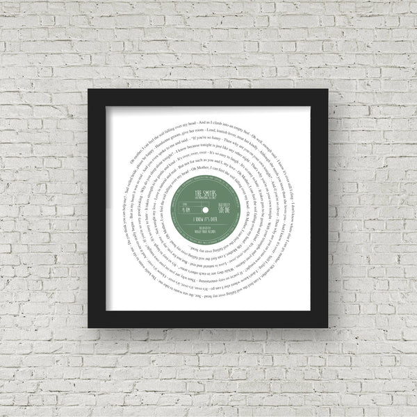 Framed Lyrics Manchester Bands The Smiths PERSONALISED LABEL - wedding first dance,your song, anniversary romantic mother's day father's day