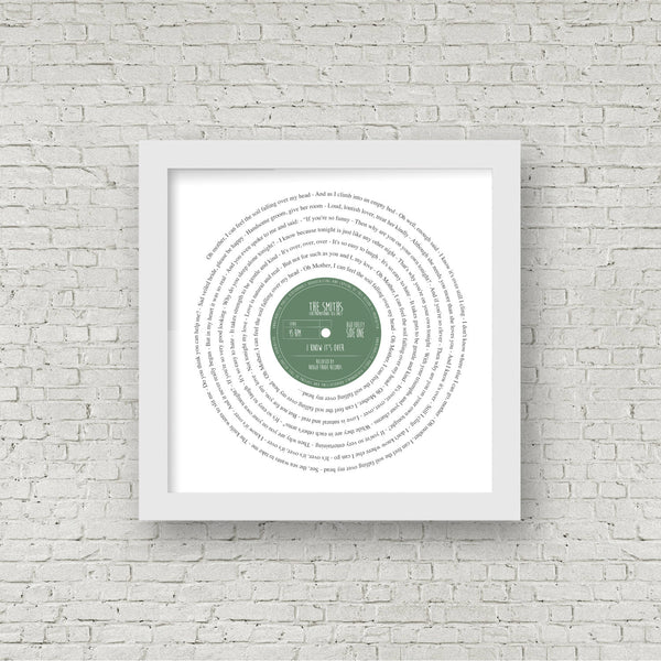 Framed Lyrics Manchester Bands The Smiths PERSONALISED LABEL - wedding first dance,your song, anniversary romantic mother's day father's day