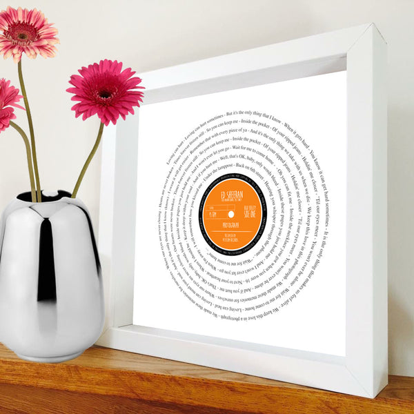 Personalised Father's Day Gift | Perfect for Musical Dad Present | ANY SONG LYRICS | Presented as Vinyl Record Single | Fully Framed