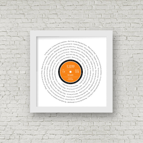 Personalised Father's Day Gift | Perfect for Musical Dad Present | ANY SONG LYRICS | Presented as Vinyl Record Single | Fully Framed