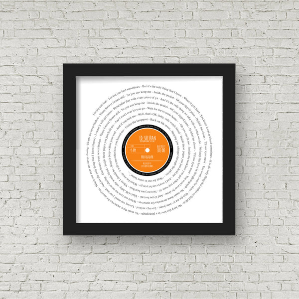 Personalised Father's Day Gift | Perfect for Musical Dad Present | ANY SONG LYRICS | Presented as Vinyl Record Single | Fully Framed