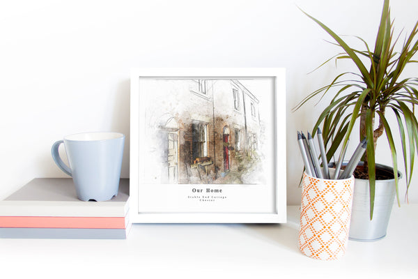 Bespoke House Portrait Artistic Sketch House Home Print - Digital Download