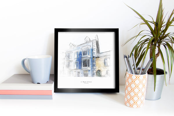 Bespoke House Portrait Artistic Sketch House Home Print - Digital Download