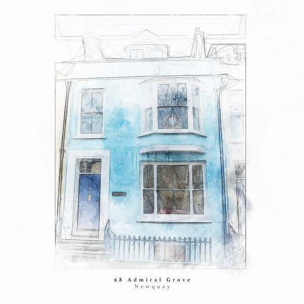 Bespoke House Portrait Artistic Sketch House Home Print - Digital Download