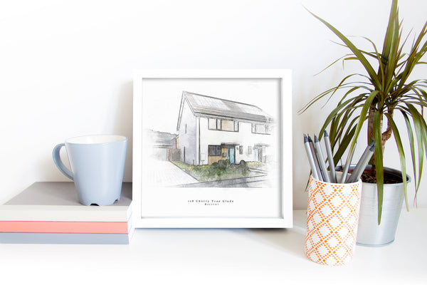 Bespoke House Portrait Artistic Sketch House Home Print - Digital Download