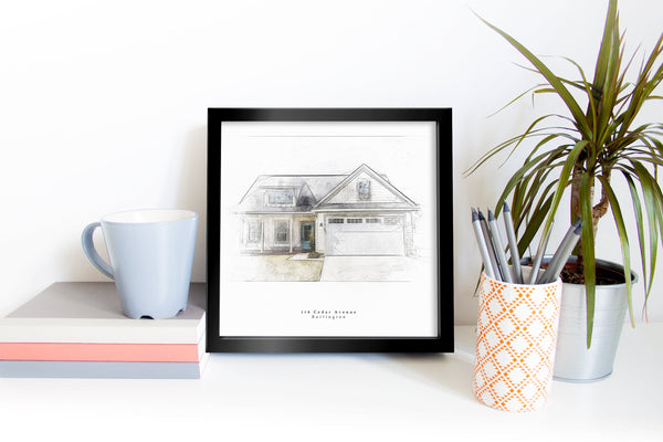 Bespoke House Portrait Artistic Sketch House Home Print - Digital Download