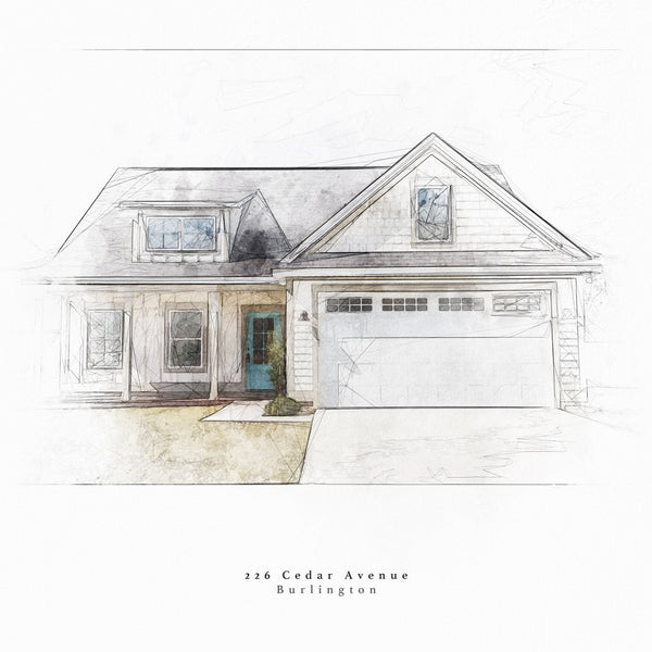 Bespoke House Portrait Artistic Sketch House Home Print - Digital Download