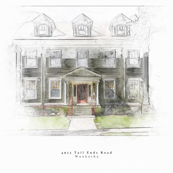 Bespoke House Portrait Artistic Sketch House Home Print - Digital Download