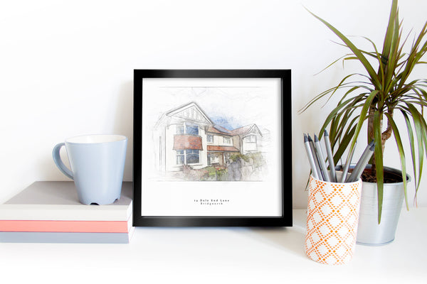 Bespoke House Portrait Artistic Sketch House Home Print - Digital Download