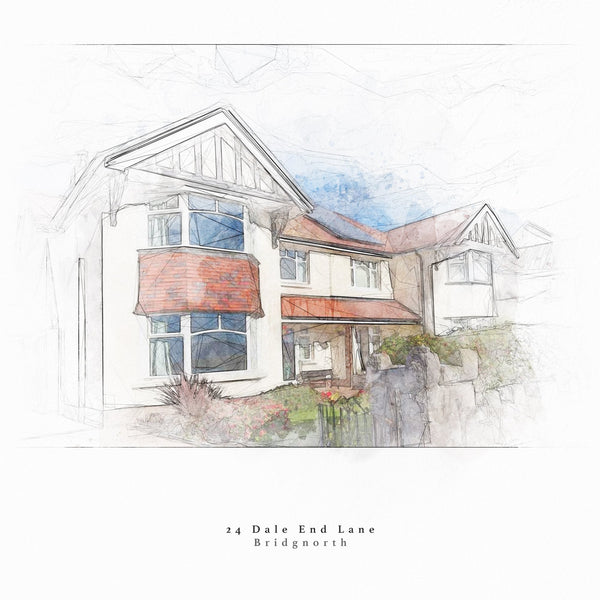 Bespoke House Portrait Artistic Sketch House Home Print - Digital Download