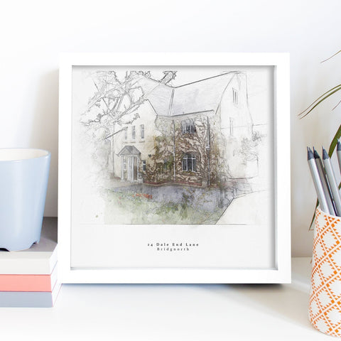 Bespoke House Portrait Artistic Sketch House Home Print - Digital Download