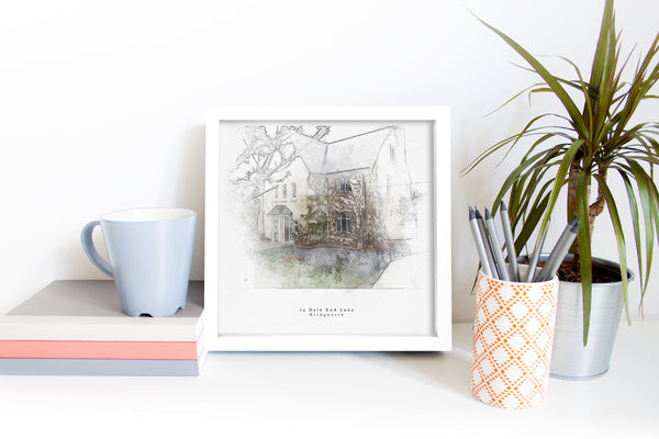 Bespoke House Portrait Artistic Sketch House Home Print - Digital Download