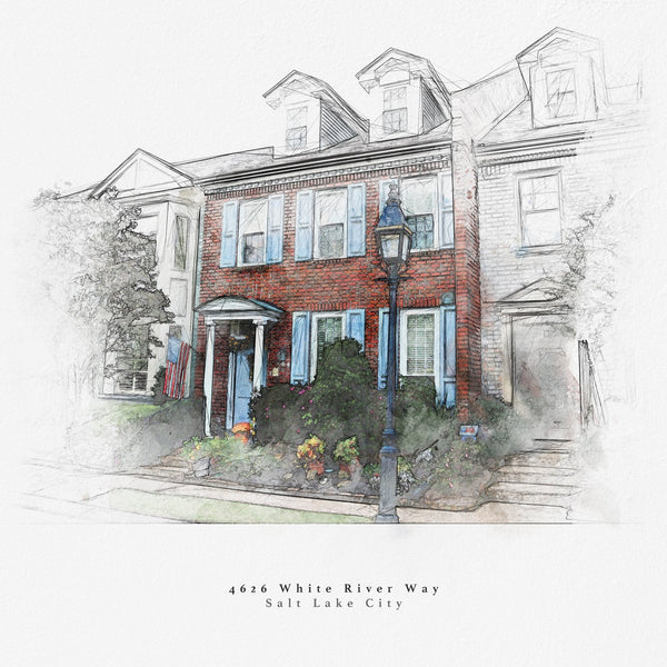 Bespoke House Portrait Artistic Sketch House Home Print - Digital Download