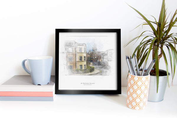 Bespoke House Portrait Artistic Sketch House Home Print - Digital Download