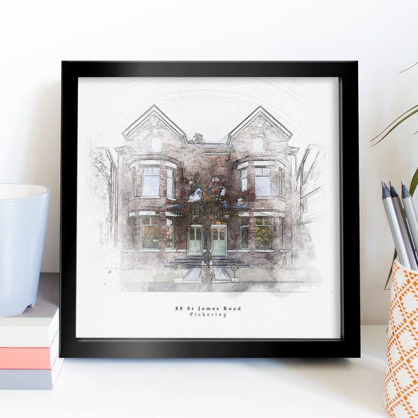 Bespoke House Portrait Artistic Sketch House Home Print - Digital Download